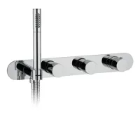 SAPHO Podomítková termostatická sprchová/vanová baterie s držákem ruční sprchy, 2 výstupy,kulatá,chrom (3)