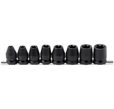BGS Hlavice nástrčné silové E-profil, 12,5 mm (1/2"), vel. E10 – E24, 8dílná sada