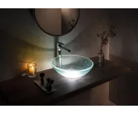 SAPHO RIPPLE skleněné umyvadlo na desku Ø 42cm, čirá s motivem (6)
