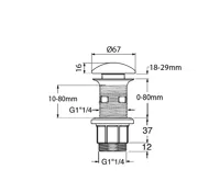 SAPHO BLOK umyvadlová výpust 5/4“, click-clack, zátka matný tmavý kámen (3)