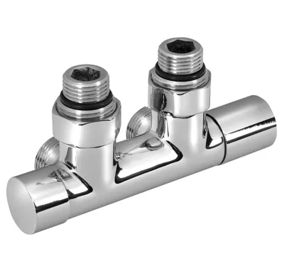 AQUALINE R-START připojovací sada ventilů pro středové připojení, chrom