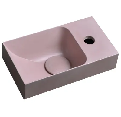 SAPHO PICCOLINO betonové umývátko 30,8x17cm, baterie vpravo, růžová mat