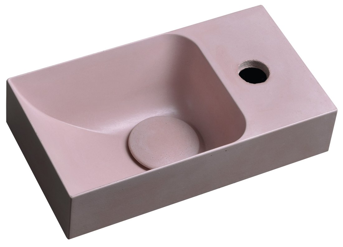 Sapho piccolino betonové umývátko 30,8x17cm, baterie vpravo, růžová