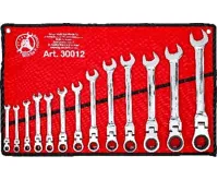 BGS Sada ráčnových očkoplochých klíčů, ohebné hlavy, 8 - 32 mm, 13dílná