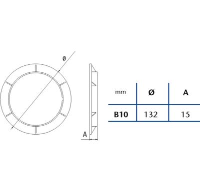 CATA Upevňovací kroužek s vnitřním závitem pro ventilátor CATA B-10