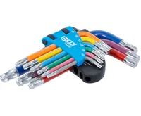 BGS Sada zahnutých klíčů, vícebarevné, krátké, T-profil (pro Torx) s kulovou hlavou T10-T50 BGS Sada zahnutých klíčů, vícebarevné, krátké, T-profil (pro Torx) s kulovou hlavou T10-T50