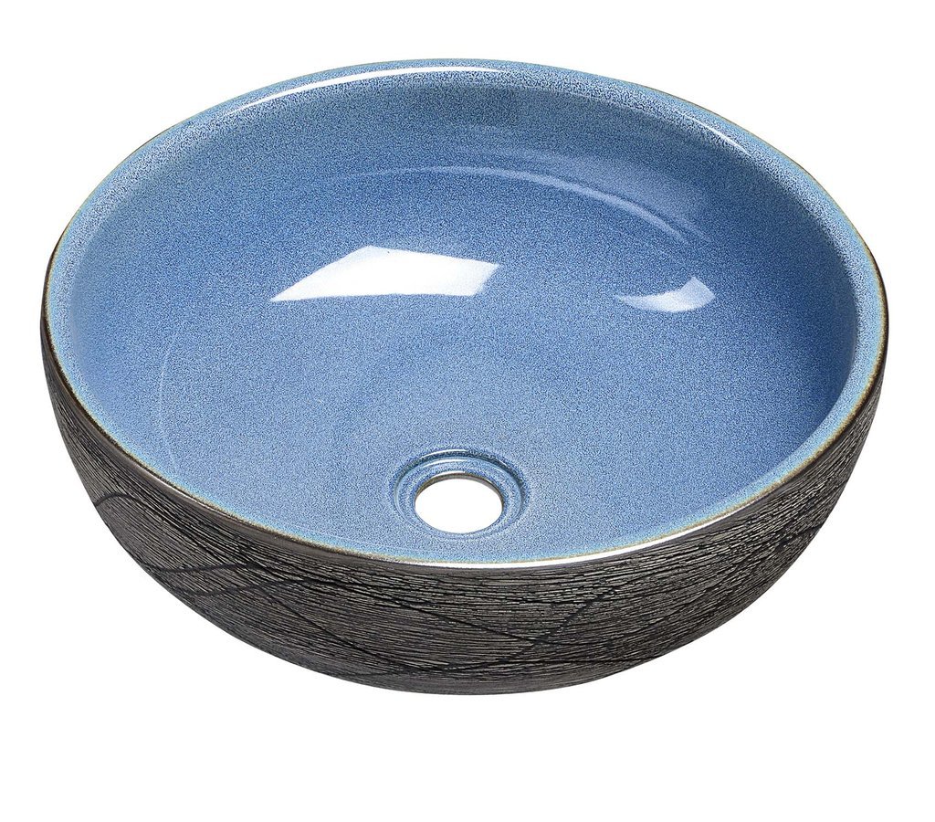 SAPHO PRIORI keramické umyvadlo na desku, Ø 41 cm, modrá/šedá