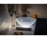 SAPHO PUKETA skleněné gravírované umyvadlo na desku Ø 42cm, čirá (4)