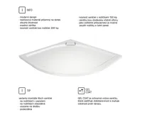 Čtvrtkruhová sprchová vanička s oblým krytem sifonu, 80x80x3 cm, vč. sif.,bez nožiček, litý mramor (4)