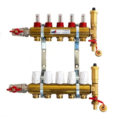 KIIPTHERM PROFI 4R -  5 okruhů, rozdělovač podlahového vytápění s hlavicemi a průtokoměry