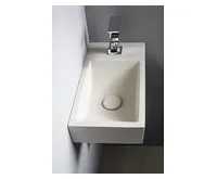 SAPHO CREST R betonové umývátko, nástěnné, včetně výpusti, 40x22cm, bílý pískovec (1)