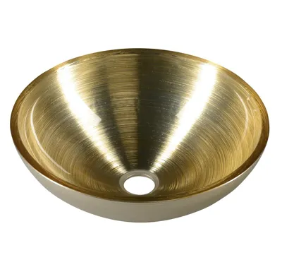 SAPHO MURANO SOFT BROWN skleněné umyvadlo na desku, průměr 40cm, zlatá/stříbrná