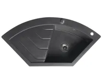 SAPHO Granitový vestavný dřez rohový s odkapem, 114x57,5cm, černá