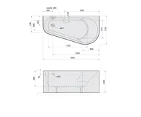 POLYSAN PROJEKTA DR MONOLITH nástěnná stojící vana 156x77x60cm, bílá/černá (5)