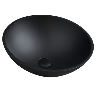 SAPHO TELICA skleněné umyvadlo na desku Ø 42cm, černá mat