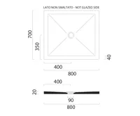 GSI Keramická sprchová vanička, obdélník 80x70x2cm, cenere mat (2)