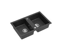 SAPHO Granitový dvojdřez, 78x48cm, černá (1)