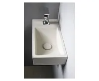 SAPHO CREST L betonové umývátko, nástěnné, včetně výpusti, 40x22cm, bílý pískovec (1)