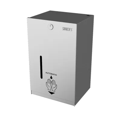SANELA Automatický nerezový dávkovač tekuté i gelové dezinfekce - nástěnná varianta, 12 V