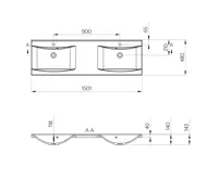 SAPHO LUCIOLA dvojumyvadlo, litý mramor, 150x48cm, bílá (8)