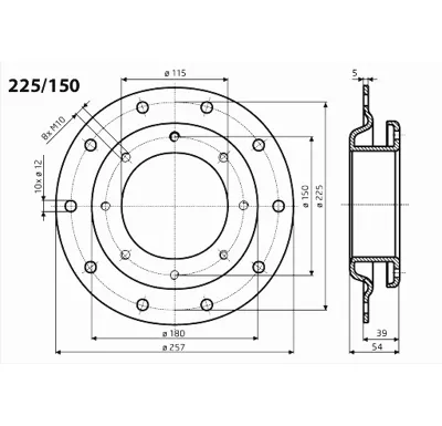 Dražice redukční příruba 225/150