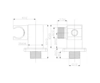 Stěnový vývod s držákem na sprchu, hranatý, pochromovaná mosaz (1)