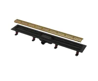 ALCAPLAST Sprchový liniový žlab plastový, s okrajem a perforovaným roštem, mosaz, délka 950 mm APZ10BLACK-950BRASS ALCAPLAST Sprchový liniový žlab plastový, s okrajem a perforovaným roštem, mosaz, délka 950 mm APZ10BLACK-950BRASS