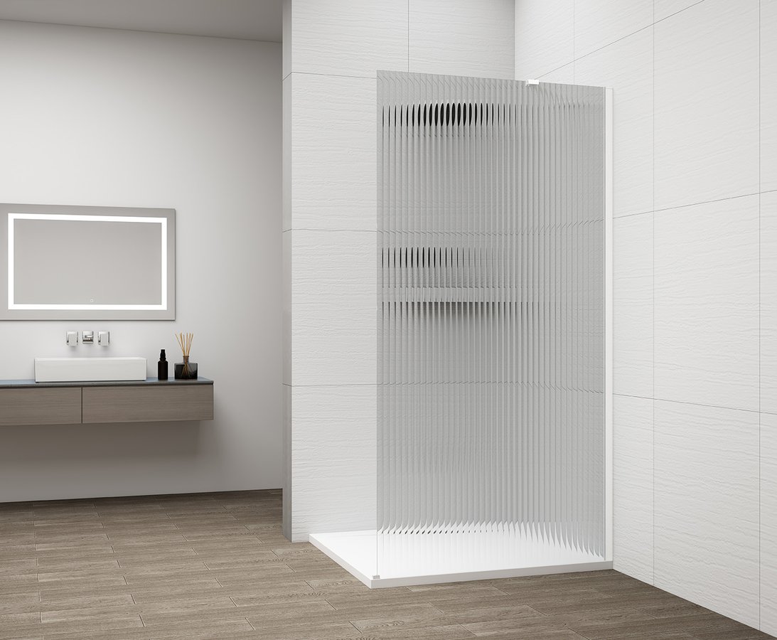 POLYSAN ESCA WHITE MATT jednodílná sprchová zástěna k instalaci ke stěně, sklo Flute, 1100 mm