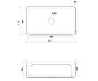 KERASAN YORKSHIRE keramický dřez 92x47cm, bílá (4)