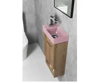 SAPHO PICCOLINO betonové umývátko 30,8x17cm, baterie vlevo, růžová mat (6)