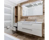 Koupelnová skříňka, závěsná bez nožiček, levá, bílá/bílá (5)