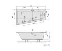 POLYSAN ANDRA L asymetrická vana 180x90x45cm, bílá (6)