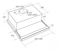 CATA Odsavač par EMPIRE VD STROMBOLI 60 Nerez – jediný výsuv na trhu se zadním i horním odtahem (20)