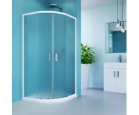 Sprchový kout, Kora, čtvrtkruh, 90 cm, R550, bílý ALU, sklo Grape (4)