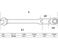 BGS Sada dvoukloubových ráčnových kombinovaných klíčů ,  nastavitelné ,  16 mm (1)