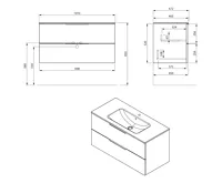 SAPHO CIRASA umyvadlová skříňka 99,8x52x46cm, dub stříbrný (2)
