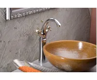 SAPHO ANTEA stojánková umyvadlová baterie vysoká s výpustí, výška 300mm, chrom/zlato (3)