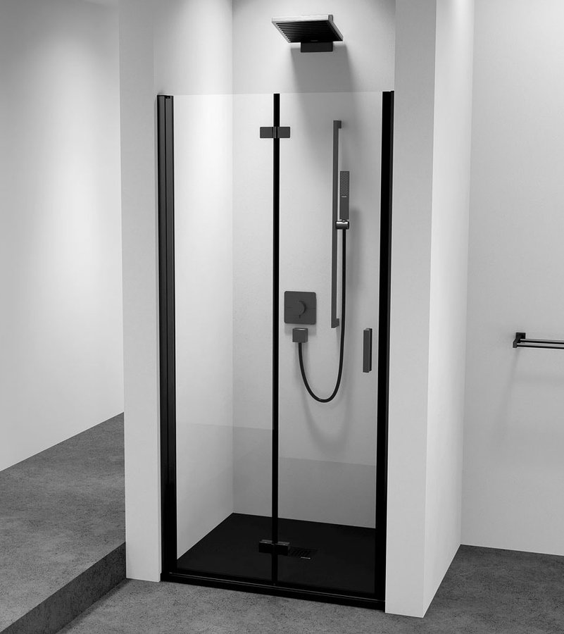 POLYSAN ZOOM BLACK sprchové dveře do niky 700mm, čiré sklo, levé