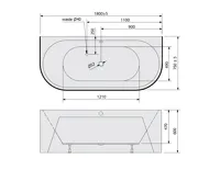 POLYSAN VIVA D MONOLITH nástěnná stojící vana 180x75x60cm, bílá (5)