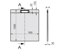 POLYSAN KAZUKO sprchová vanička z litého mramoru, obdélník 100x90cm, bílá (7)