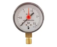 Manometr - tlakoměr 63mm 1/4&quot; Radiál - spodní vývod 0-2,5 bar