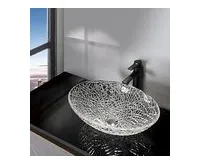 SAPHO PURUS skleněné gravírované umyvadlo na desku, 50x36cm, čirá (1)