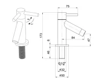 AQUALINE Stojánkový kulový ventil 1/2", 128mm, chrom (6)
