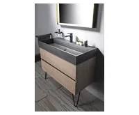 SAPHO QUADRADO betonové umyvadlo včetně výpusti, 96x44cm, černý granit (1)