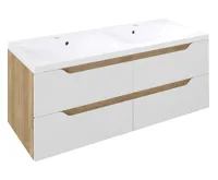 SAPHO WAVE dvojumyvadlová skříňka 119,7x50x47,8cm, bílá/dub alabama