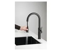 SAPHO FLAWO stojánková dřezová baterie s výsuvnou sprškou, černá mat (1)