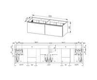 Mailo, koupelnová skříňka, dub, 2 zásuvky, 1210x700x480 mm (1)