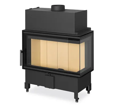 ROMOTOP Krbová vložka HEAT Levé 2G S 70.44.33.23 rohové s otevíráním dvířek do strany a děleným sklem, s univerzálním rámečkem RAM06