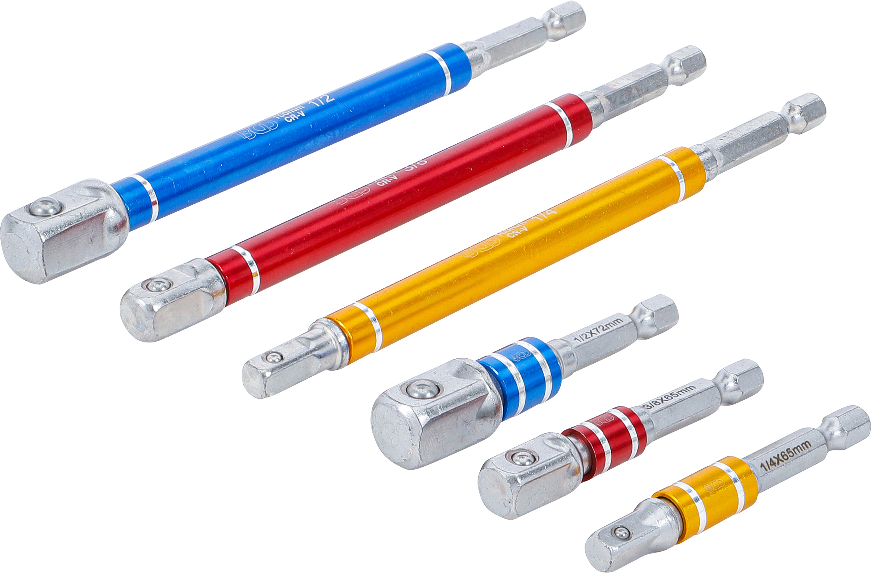 Bgs sada adaptérů pro vrtačky,  barevné,  vnější šestihran 6,3 mm (1/4"),  vnější šestihran 6,