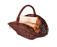 HS Flamingo Koš na dřevo proutěný oválný, tmavý (2)